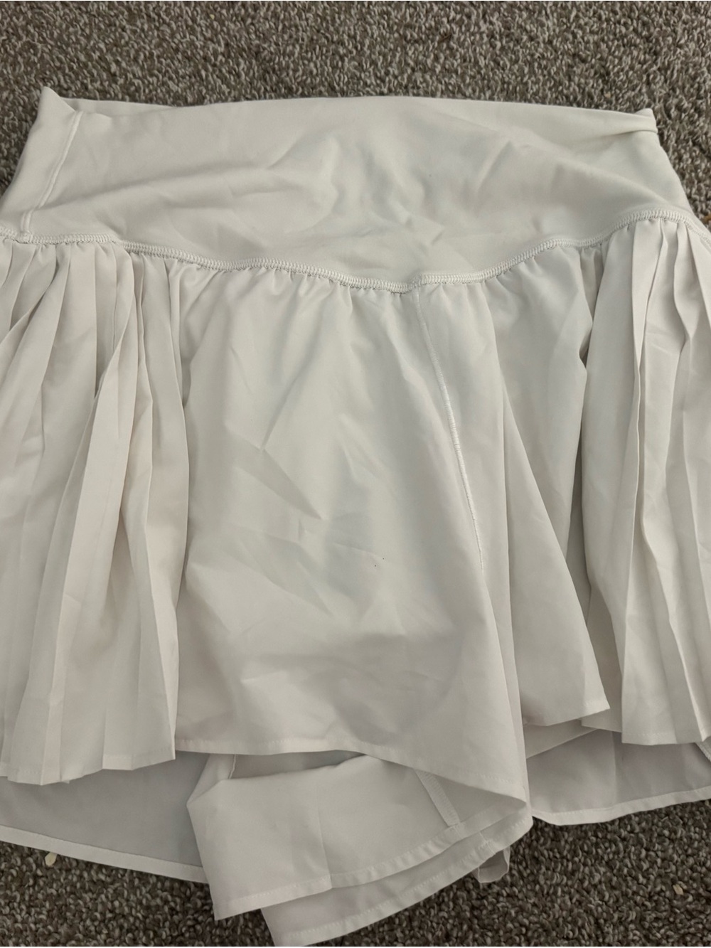 White Pleated Circle Skater Skirt with Built-In Shorts